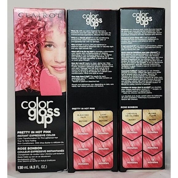 Clairol Color Gloss Up Pretty In Hot Pink Expressive Hair Color 15 washes ( 3 ct - Picture 2 of 2
